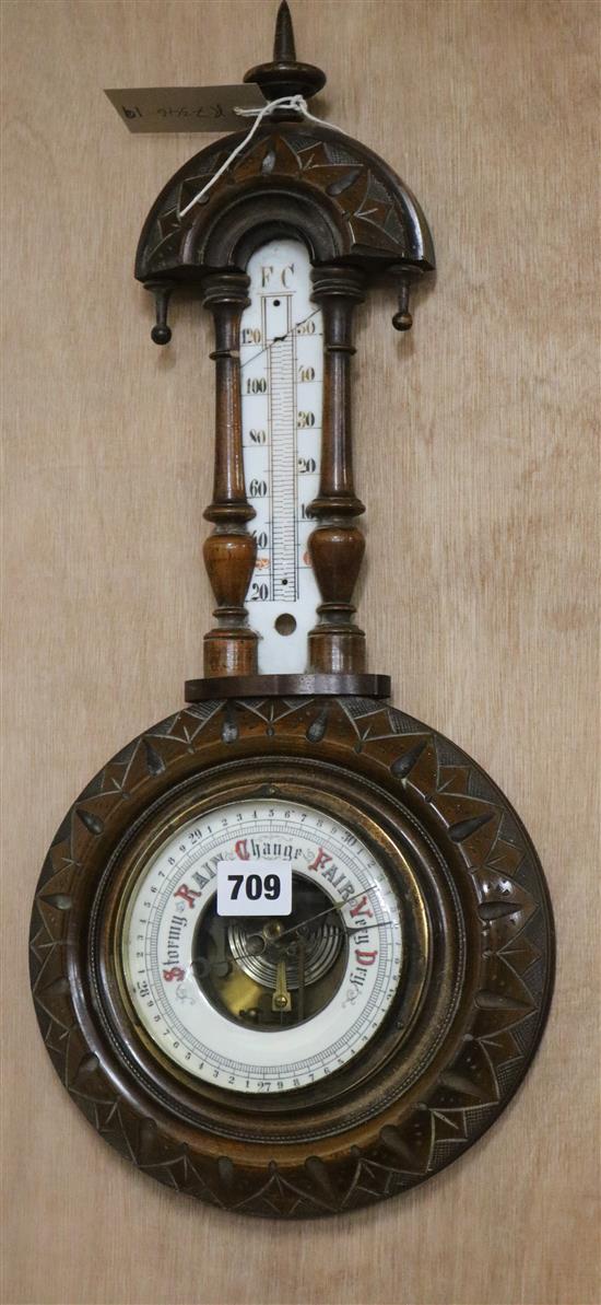 An oak barometer W.23cm